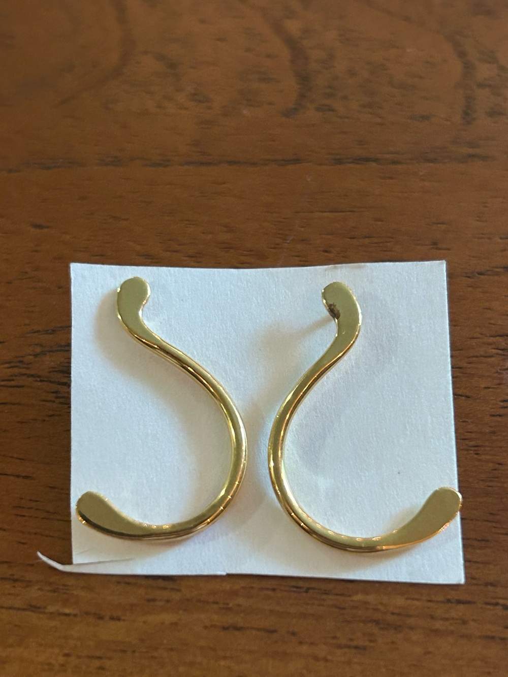 925 Marked Sterling Silver Gold Toned Curved Drop Earrings